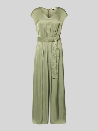Produktfoto, Regular Fit Jumpsuit mit taillengürtel zum binden van s.Oliver RED LABEL, satijn, look: effen, V-hals, ritssluiting, mouwloos, zij-steekzakken