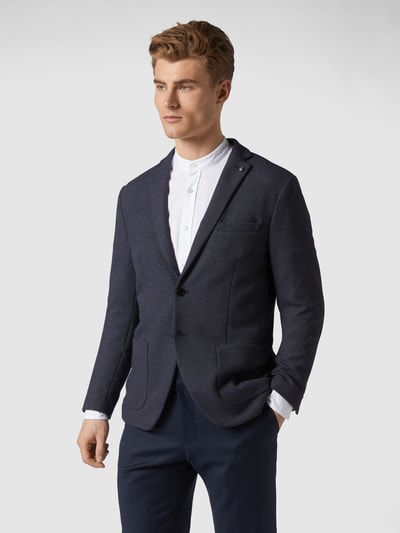 SELECTED HOMME Slim Fit 2-Knopf-Sakko mit Webmuster aus Jersey Blau 4