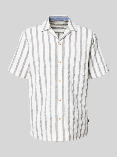 Produktfoto, Regular Fit Freizeithemd aus reiner Baumwolle von Tom Tailor, weiß mit grauen Streifen, glatte Textur, Herren Freizeithemd
