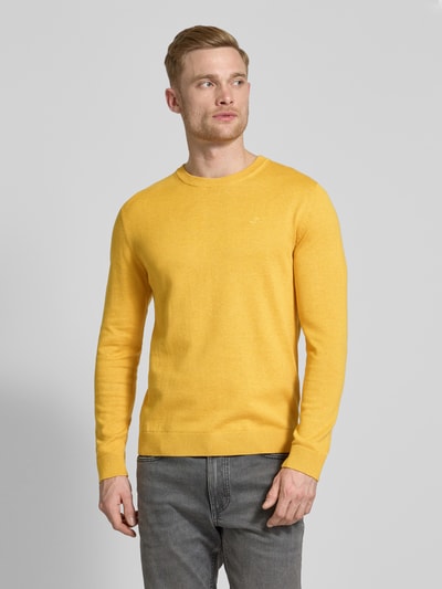 Tom Tailor Regular Fit Strickpullover aus reiner Baumwolle Gelb 4