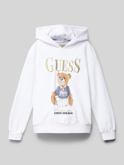 Guess Hoodie mit Label-Stitching in metallic Weiss 1