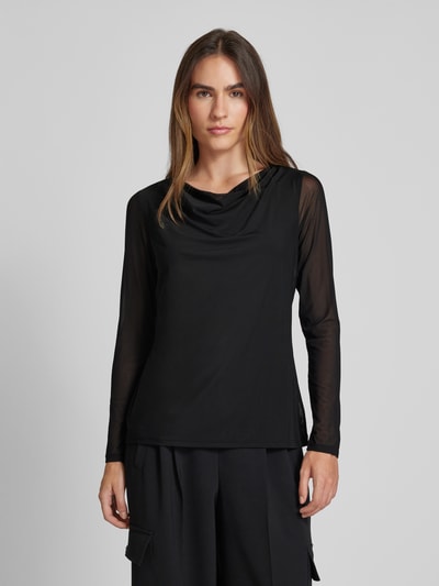 comma Longsleeve aus Mesh mit Wasserfall-Ausschnitt Black 4