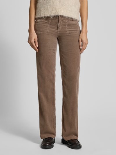 Cambio Bootcut corduroy broek met steekzakken, model 'TESS' Roodbruin - 4