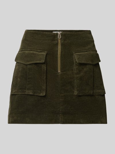 Produktfoto, Ausgestellter Mini-Rock aus Baumwoll-Mix von Tommy Hilfiger in effen kleuren corduroy look met cargozakken, recht zoom, ritssluiting, regular fit, minilengte, applicatie met gestikt logo, materiaalverwerking katoenmix