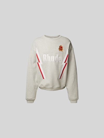 RHUDE Sweatshirt mit gerippten Abschlüssen Mittelgrau Melange 2