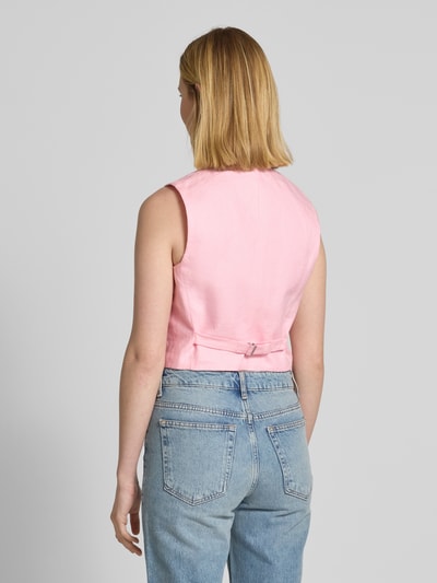 Mango Weste aus Leinen mit Knopfleiste Modell 'BORELI' Hellrosa 5