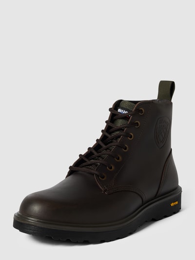 Blauer USA Boots van leer met labeldetails, model 'GUANTANAMO' Donkerbruin - 2