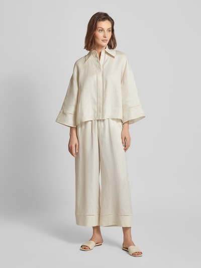 MaxMara Leisure Bluzka lniana z wykładanym kołnierzem model ‘ROBINIA’ Écru 1