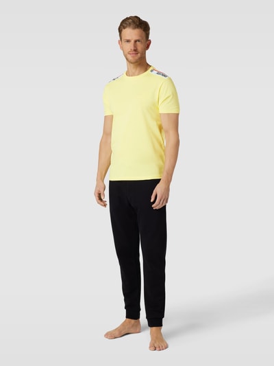 Moschino Swim + Underwear T-shirt z prążkowanym okrągłym dekoltem Pastelowy żółty 1