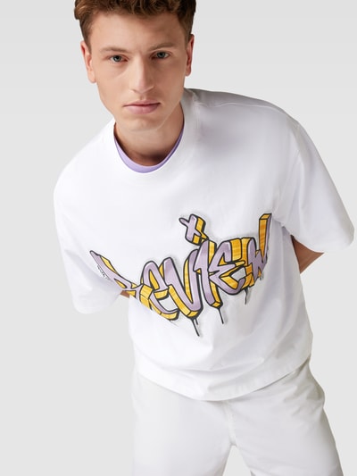REVIEW oversized T-shirt mit Graffiti-Print Weiss 3