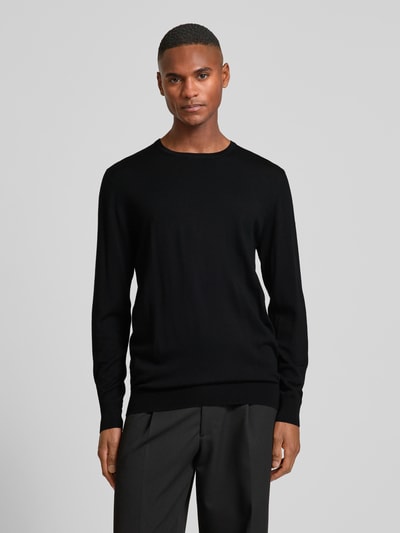 Profuomo Wollpullover mit Rundhalsausschnitt Black 4