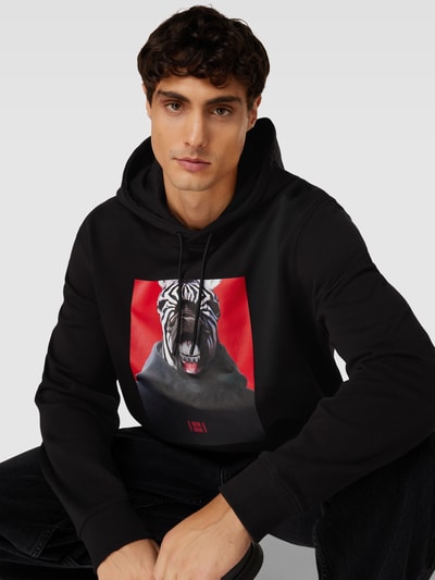 HUGO Hoodie mit Motiv-Print Modell 'Debras' Black 3