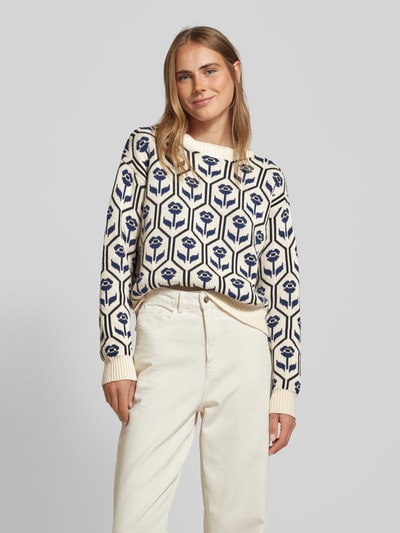 Weekend Max Mara Gebreide pullover met all-over motief, model 'ODEON' Offwhite - 4