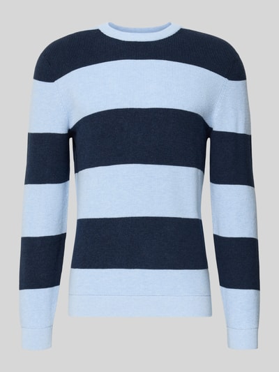 MCNEAL Strickpullover mit Streifenmuster und Rundhalsausschnitt Bleu Melange 2