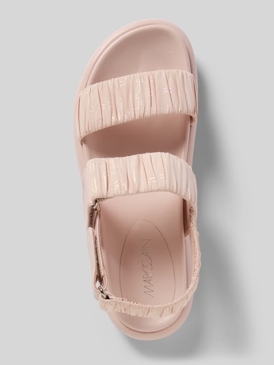 Produktfoto, Sandalette aus Leder mit Klettverschluss von Marc Cain Bags & Shoes in Beige mit abgerundeter Spitze, glatte Sohle, Absatzhöhe 3 cm, echtes Leder, Riemen mit Klettverschluss, Damen Sandalette, Größe 40