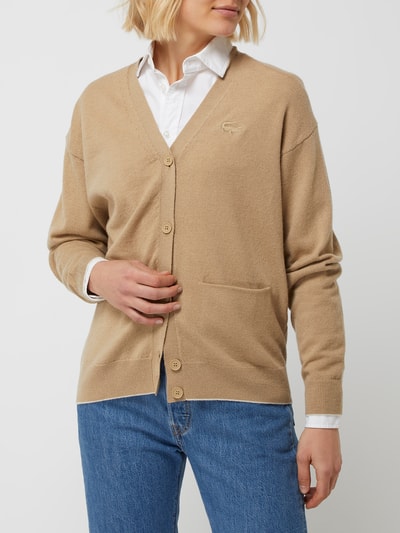 Lacoste Wełniany kardigan  Camel 4