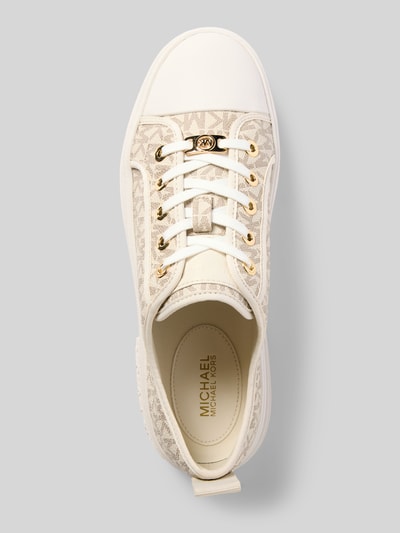 Produktfoto, Sneaker mit Label-Detail Modell 'EVY' von MICHAEL Michael Kors, beige strukturierte Sohle, Abgerundete-Spitze, Schnürverschluss, Damen, Absatzhöhe 4 cm, Schafthöhe 6 cm, Schaftweite 6 cm