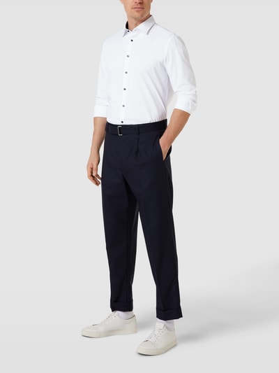 Jake*s Slim Fit Businesshemd mit Stretch-Anteil Weiss 1