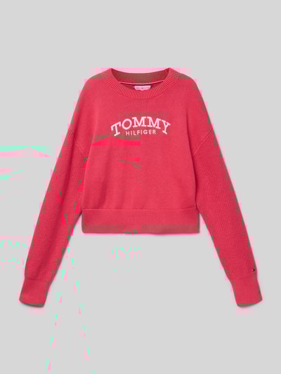 Tommy Hilfiger Teens Loose fit gebreide pullover van puur katoen Fuchsia - 1