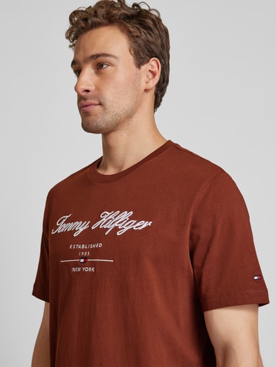 Tommy Hilfiger T-shirt met labelstitching Lichtbruin - 3