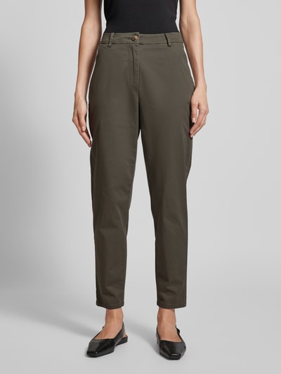 Vero Moda Tapered leg chino met knoop in hoornlook, model 'CHRISTY' Olijfgroen - 4