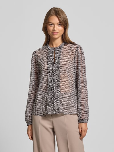 Marc Cain Regular fit blouse met ruches Taupe - 4