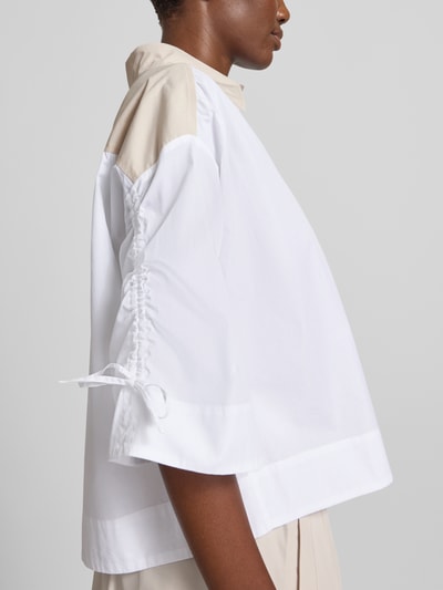 Marc Cain Boxy Fit Bluse mit 3/4-Arm Offwhite 3