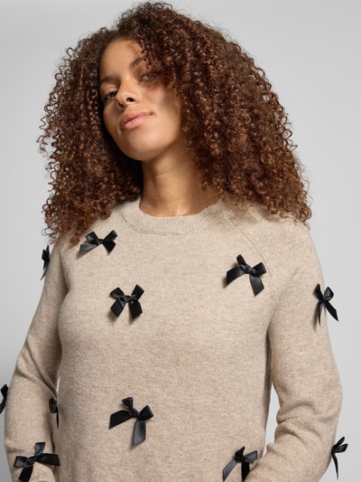 Only Regular Fit Strickpullover mit Schleifendetails Modell 'NOELLE' Sand 3