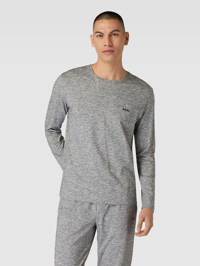 BOSS Longsleeve in Melange-Optik mit Label-Stitching Silber 4