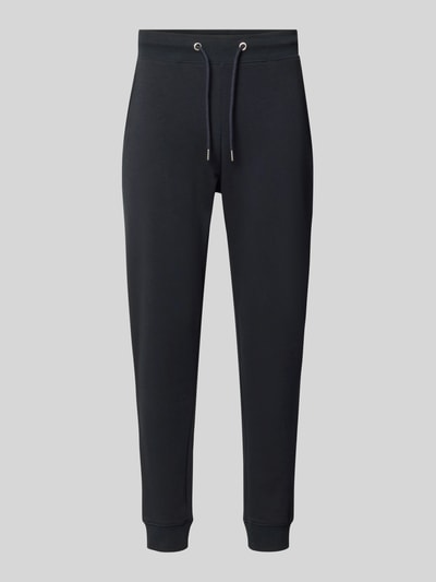 Produktfoto, Sweatpants mit elastischem Bund und Kordelzug von Christian Berg Men, Baumwoll-Mix, Regular Fit, schwarze Farbe, glatte Textur