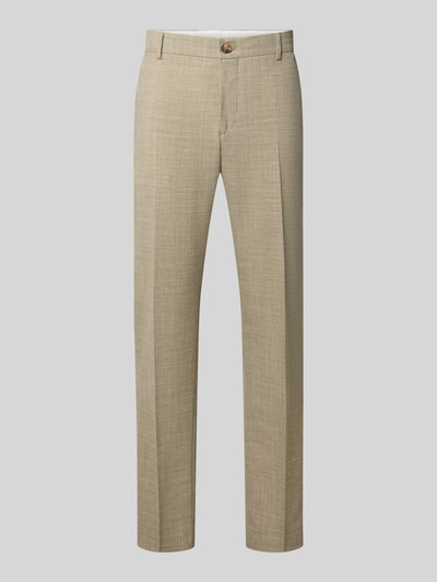 Produktfoto, beige Herren Anzughose Slim Fit Anzughose mit Woll-Leinen-Anteil Modell 'OASIS' von Selected Homme, feine Struktur.