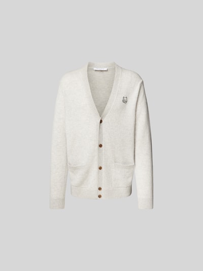 MAISON KITSUNE Strickjacke mit Knopfleiste Hellgrau Melange 2