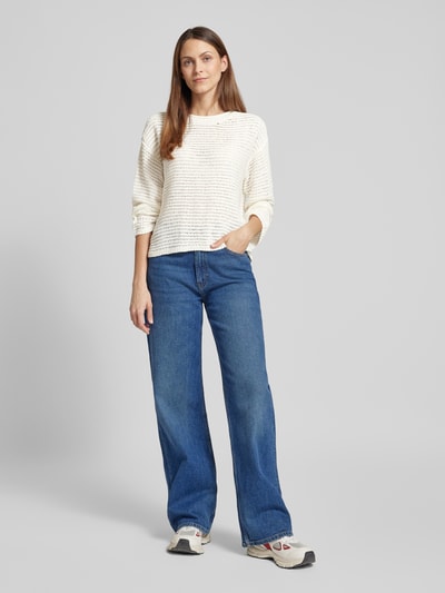 Tom Tailor Denim Regular Fit Pullover mit Lochmuster Offwhite 1