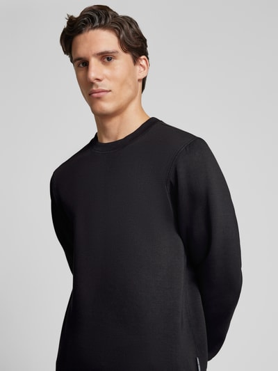 Casual Friday Sweatshirt met ribboorden, model 'Sebastian' Zwart - 3