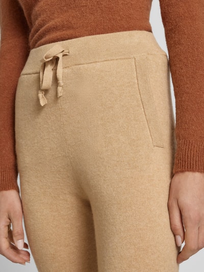 Jake*s Casual Broek van puur kasjmier met elastische band Zand gemêleerd - 3