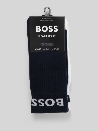 BOSS Socken mit Label-Print im 2er-Pack Dunkelblau 3