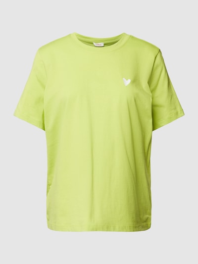 s.Oliver RED LABEL T-Shirt mit Motiv-Stitching Modell 'Heart' Neon Gruen 2