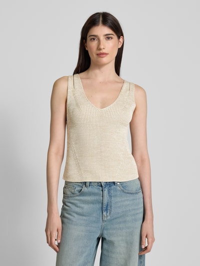 BOSS Stricktop mit Cut Outs Modell 'Flani' Beige 4