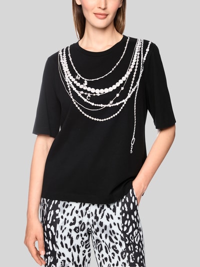 Marc Cain T-Shirt mit Perlketten-Motiv-Print Black 4
