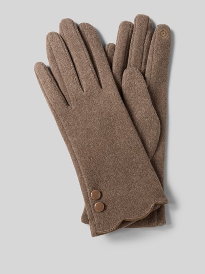 EEM Regular Fit Handschuhe mit Zierknöpfen Taupe 1