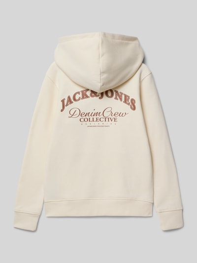Jack & Jones Hoodie mit Label-Print Modell 'BRANDES' Ecru 3