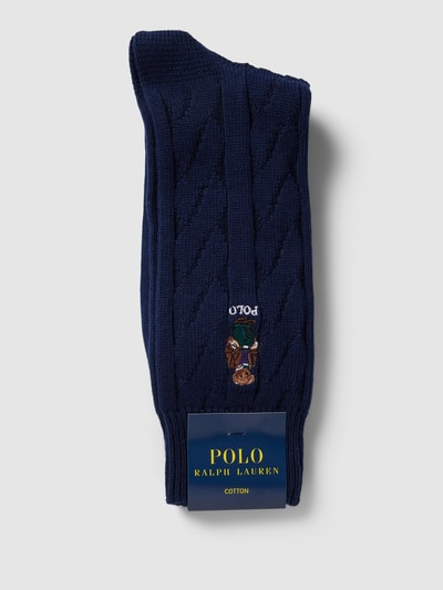 Polo Ralph Lauren Underwear Socken mit Zopfmuster und Motiv-Stitching Dunkelblau 3