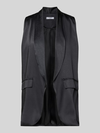 Produktfoto, Weste mit Schalkragen Modell 'So44firiaa' von ZABAIONE in Schwarz, seidig glänzende Oberfläche, Pattentaschen, Regular-Fit, glatte Textur