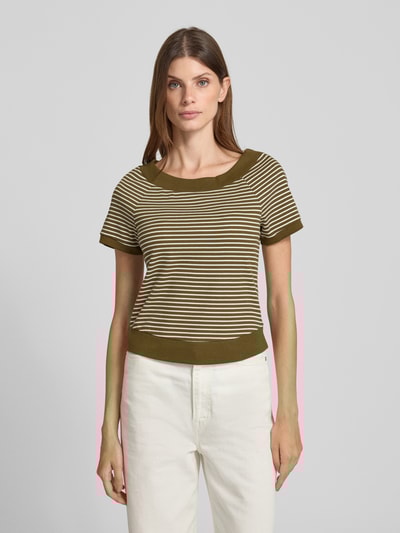 Zero T-Shirt in Ripp-Optik mit Rundhalsausschnitt Khaki 4