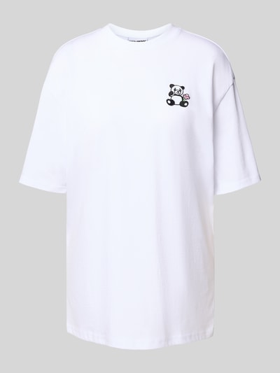 Review Oversized T-shirt met motiefstitching Wit - 2