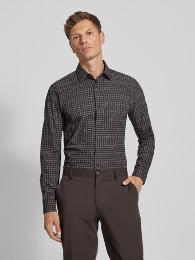 JOOP! Slim Fit Business-Hemd mit Haifischkragen Modell 'Pit' Dunkelbraun 4