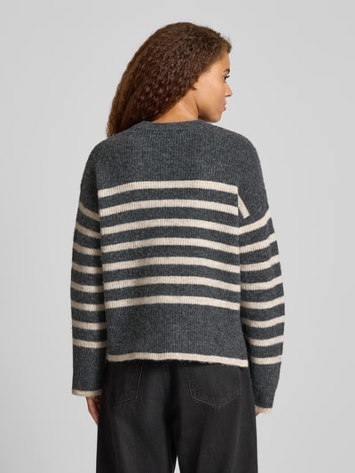 PIECES Relaxed Fit Strickpullover mit Woll-Anteil Modell 'LINE' Dunkelgrau Melange 5