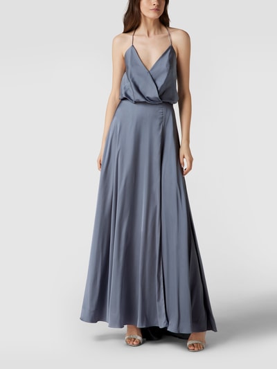 Unique Abendkleid mit V-Ausschnitt Bleu 4