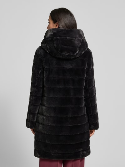 PETITE M. Płaszcz ze sztucznego futra z kapturem i wpuszczanymi kieszeniami Antracytowy 5