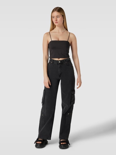 QS Crop Top mit Spaghettiträgern Black 1